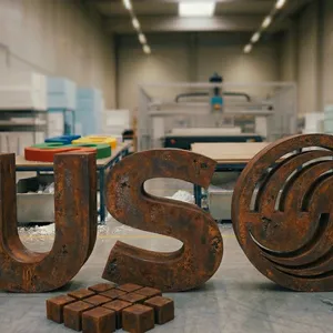 3D-Buchstaben aus Styropor mit täuschend echter Rost-Optik